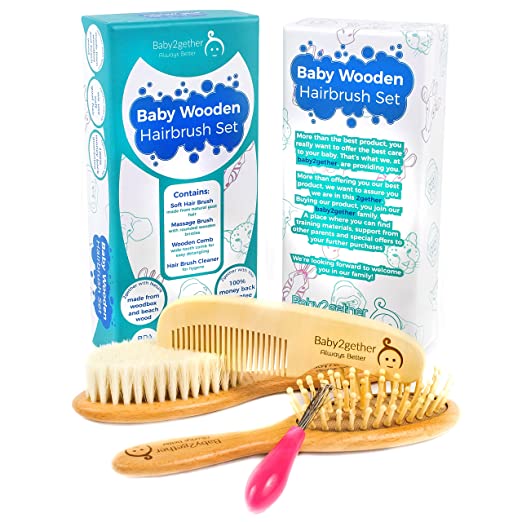Baby Hair Brush and Comb Set - Best Cradle Cap Brush
