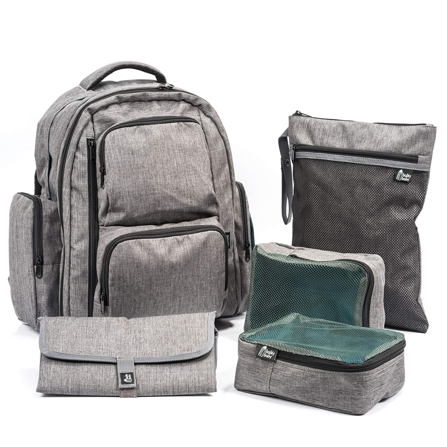 Large Capacity Diaper Bag Backpack- with YKK Zippers, Two Packing Cubes