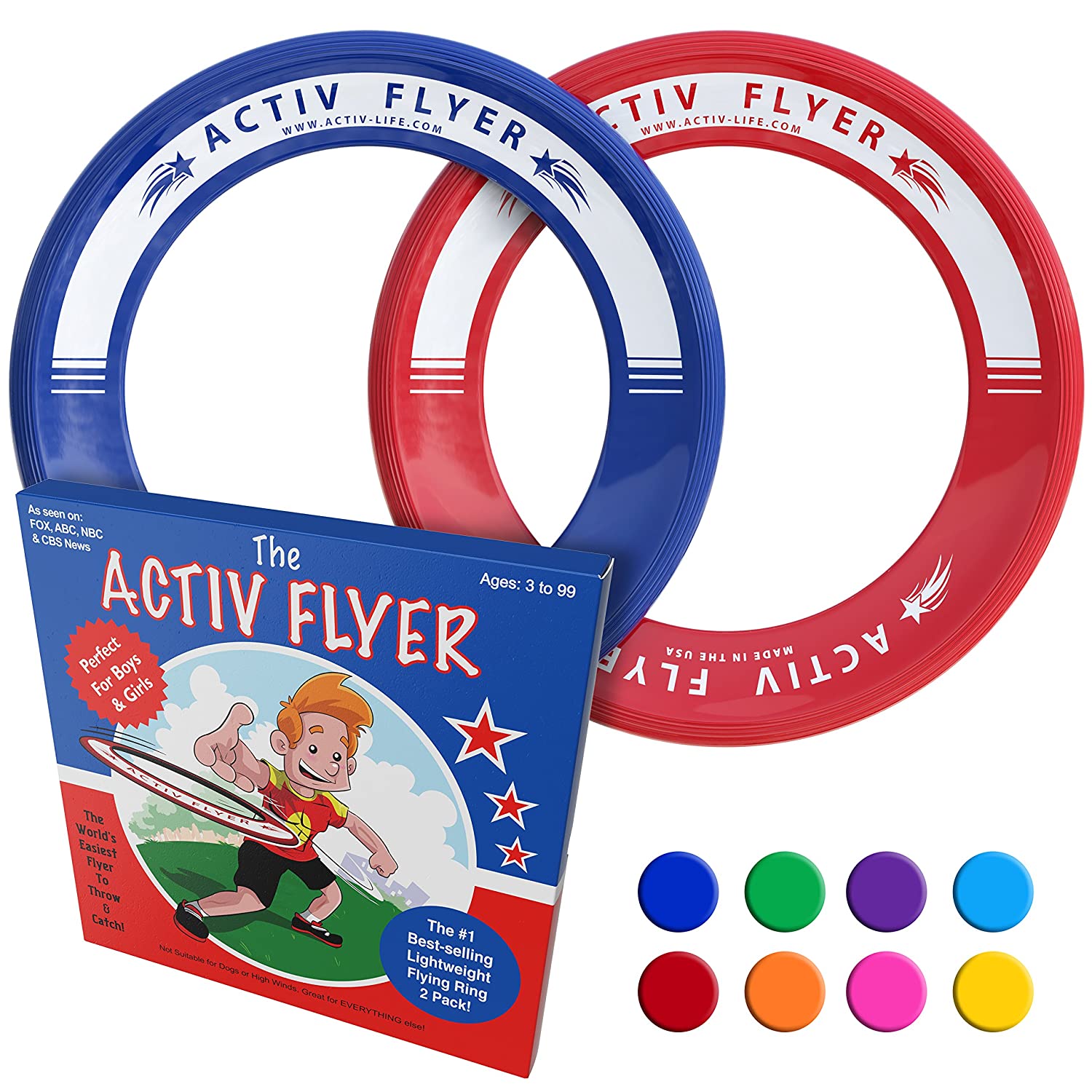 Activ Life Best Kid's Flying Rings [2 Pack] Fly Straight & Don’t Hurt