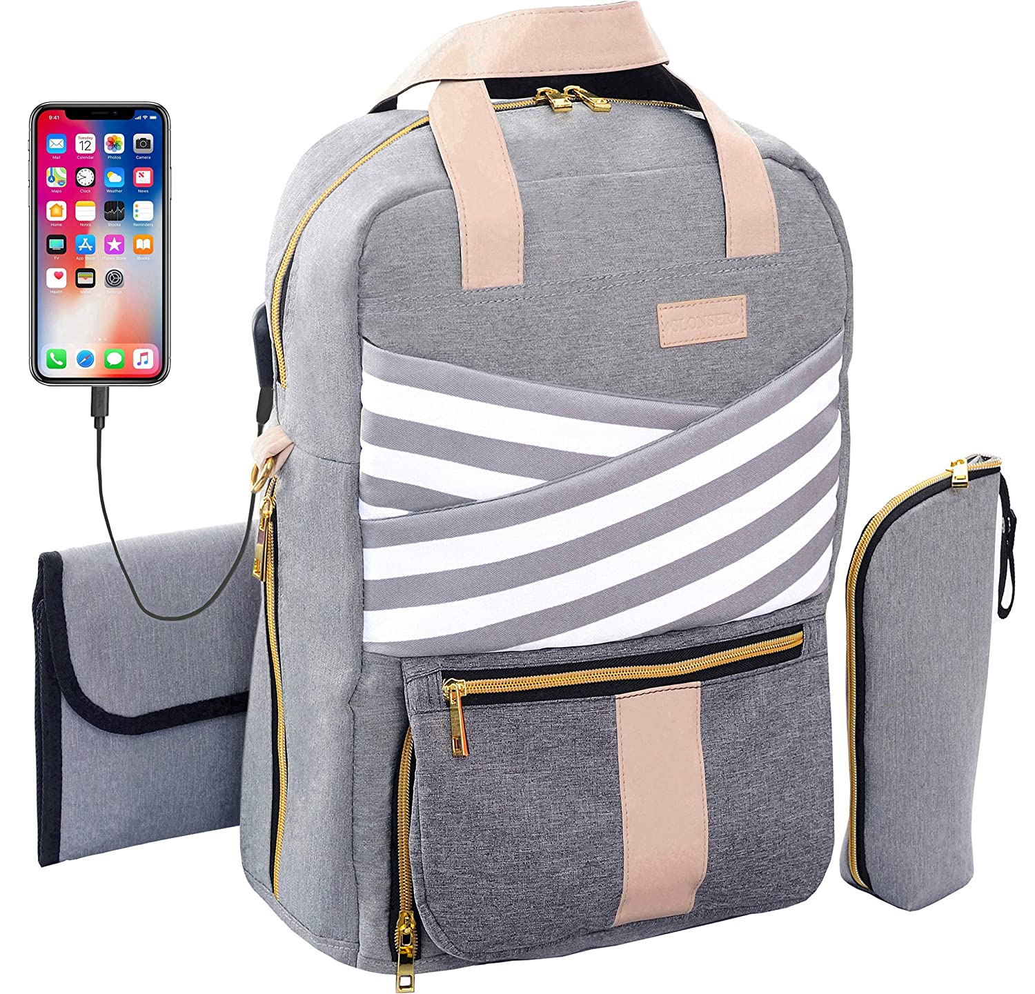 Diaper Bag Backpack Cute Multi-Function Large Capacity Diaper Backpack for Mom, Women, Stylish Breast Pump Backpack