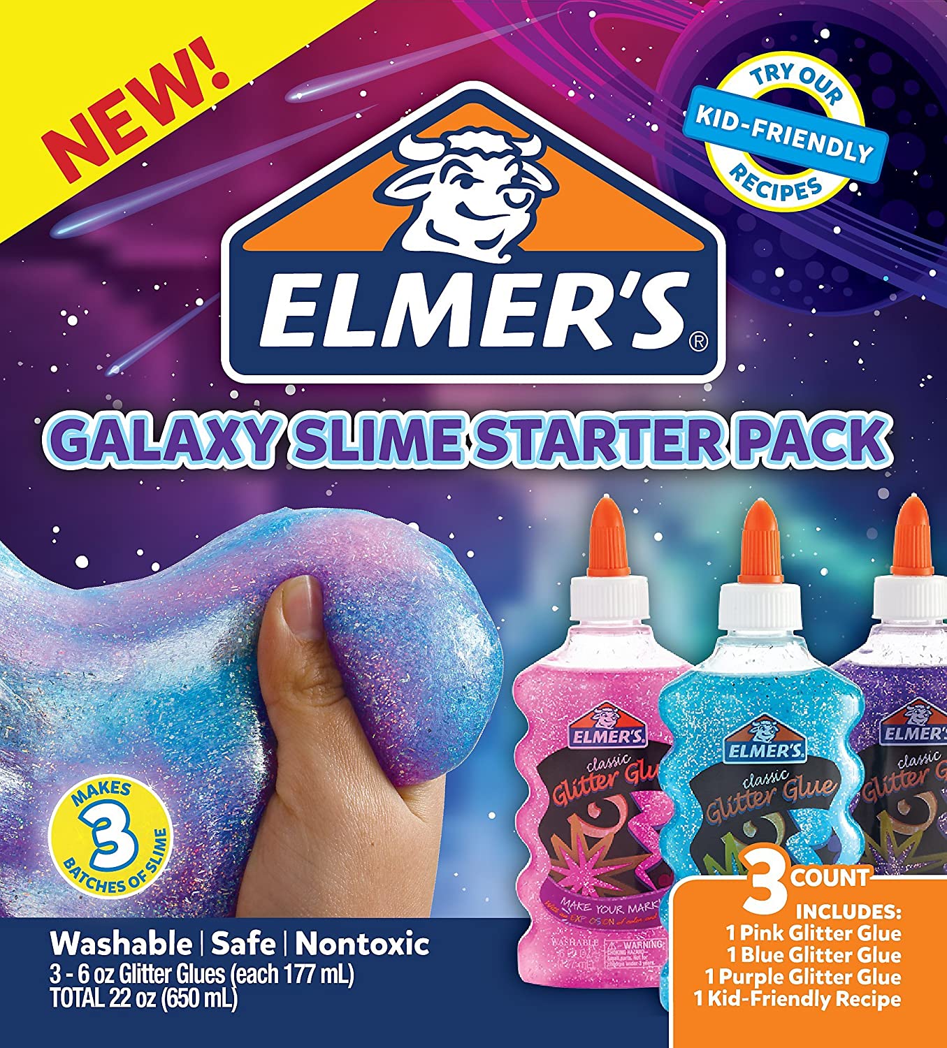 Elmer’s Glue Deluxe Slime Starter Kit, Clear School Glue & Glitter Glue Pens