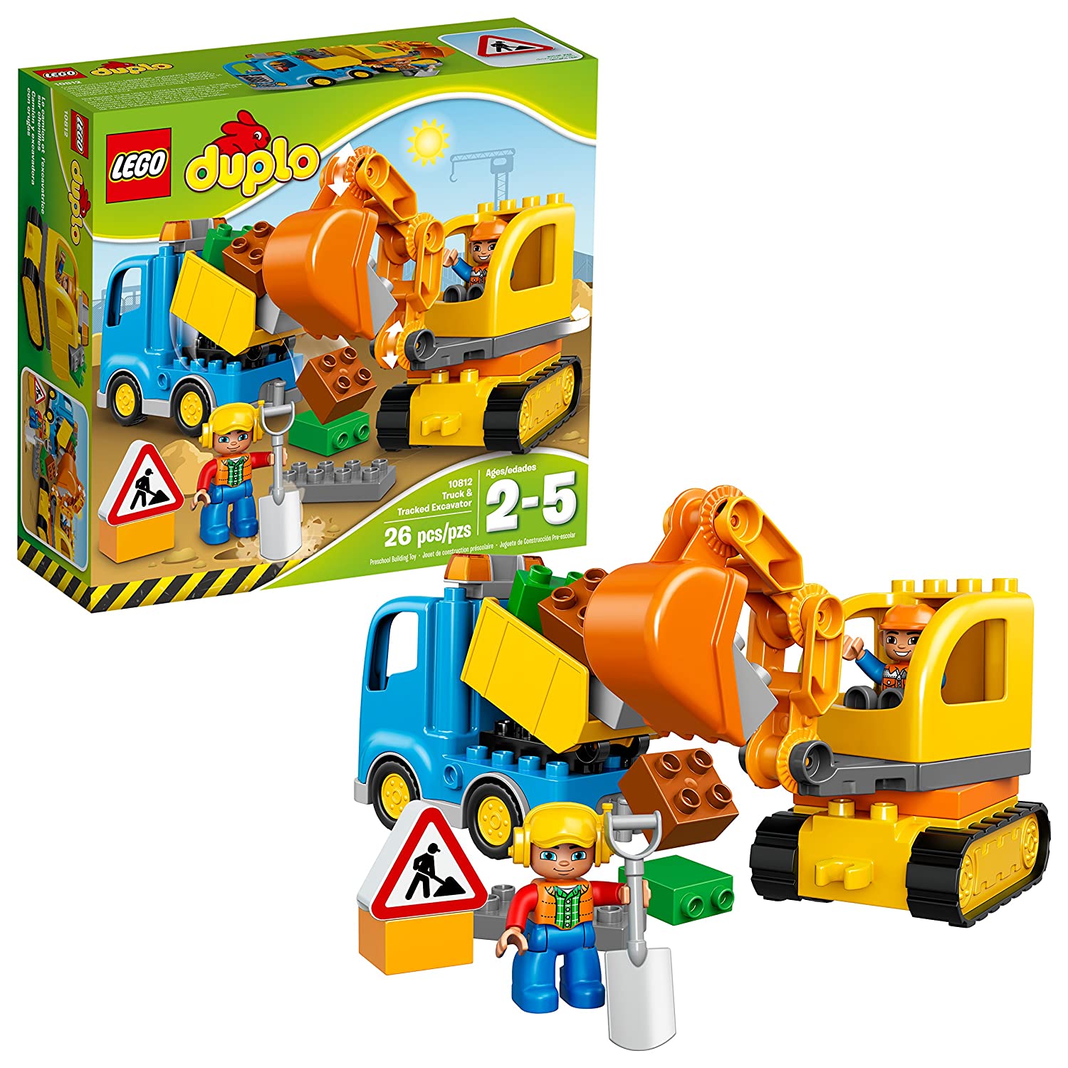 LEGO DUPLO Town Truck & Tracked Excavator 10812 Dump Truck and Excavator Kids Construction Toy
