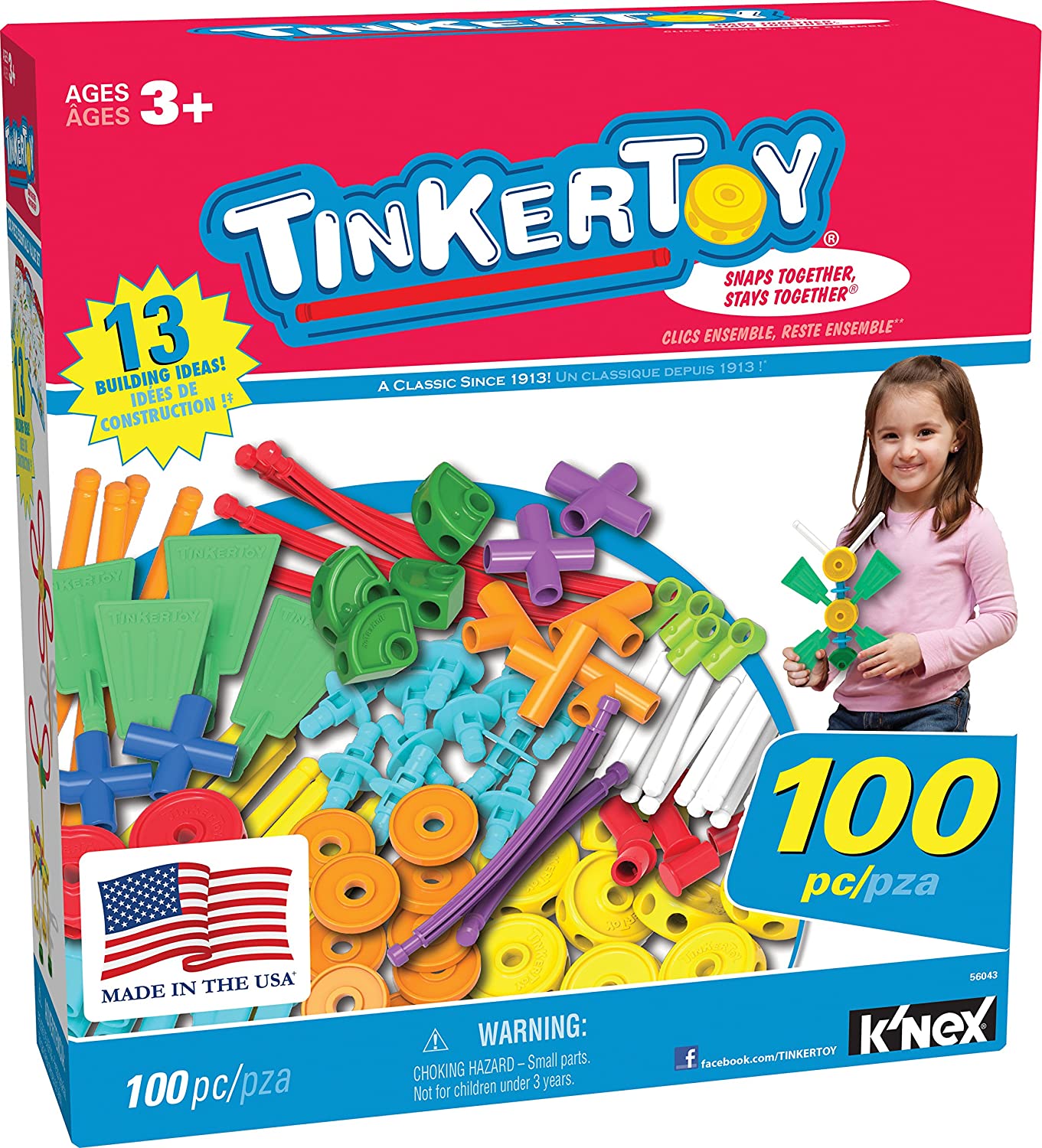 TINKERTOY ‒ 100 Piece Essentials Value Set ‒ Ages 3+ Preschool Education Toy