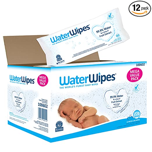 WaterWipes Sensitive Baby Wipes, 720 Count (12 Packs of 60 Count)