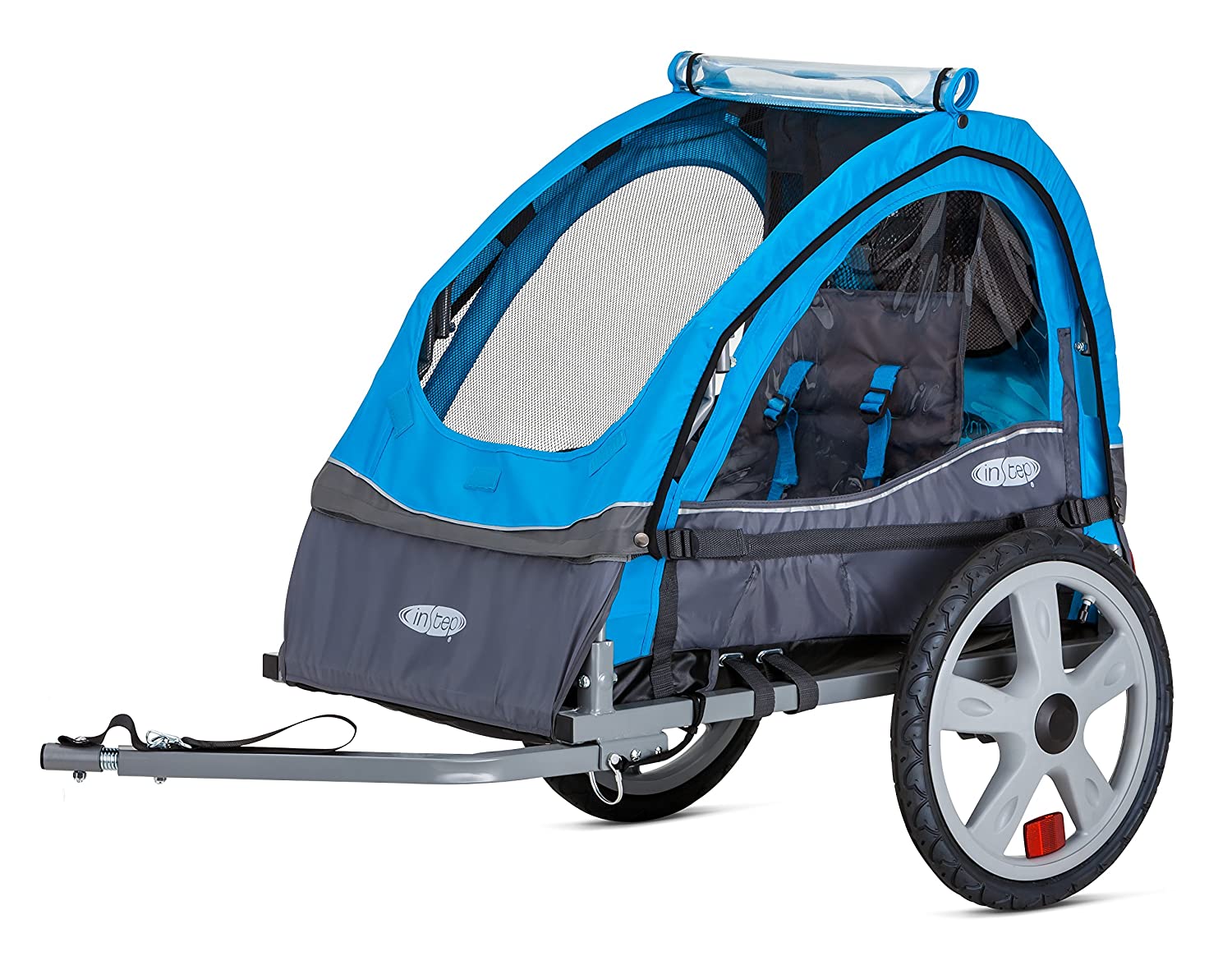 InStep Single Seat and Double Seat Foldable Tow Behind Bike Trailers, Featuring 2-in-1 Canopy and 16-Inch Wheels, for Kids and Children, Multiple Colors Available
