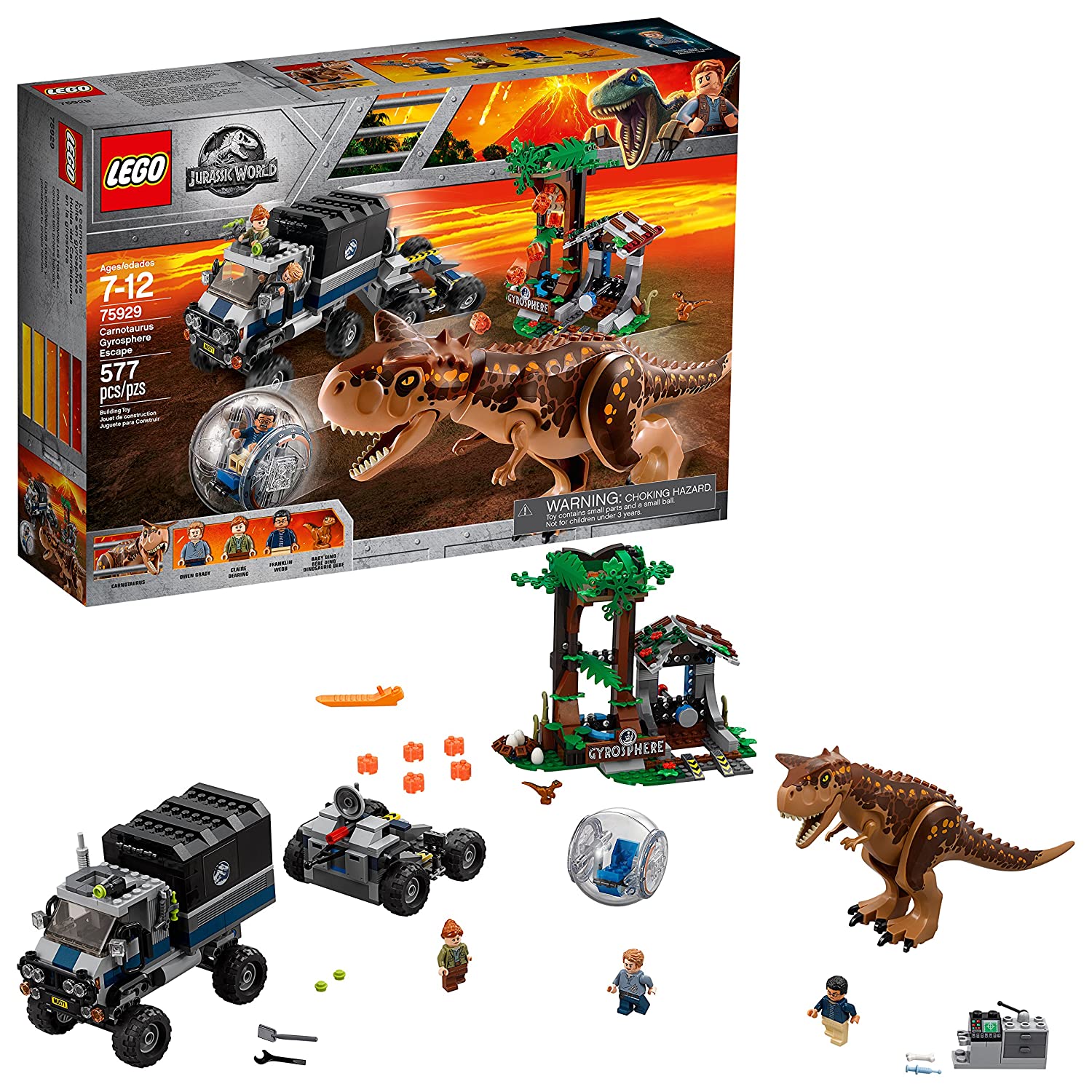 LEGO Jurassic World Carnotaurus Gyrosphere Escape 75929 Building Kit