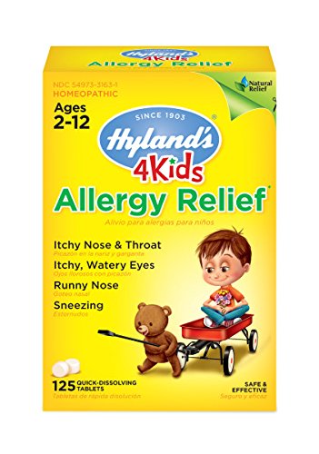 Kids Allergy Medicine by Hyland's 4Kids Non Drowsy Childrens Allergy Relief Quick Dissolving Tablets, Safe and Natural for Indoor & Outdoor Allergies, 125 Count