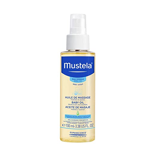 Mustela Baby Oil, Moisturizing Oil for Baby Massage, with Natural Avocado Oil, Pomegranate and Sunflower Seed Oil
