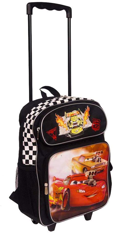Disney Cars 16 Inch Wheeled Backpack for Kids - Rolling School Bags for Boys