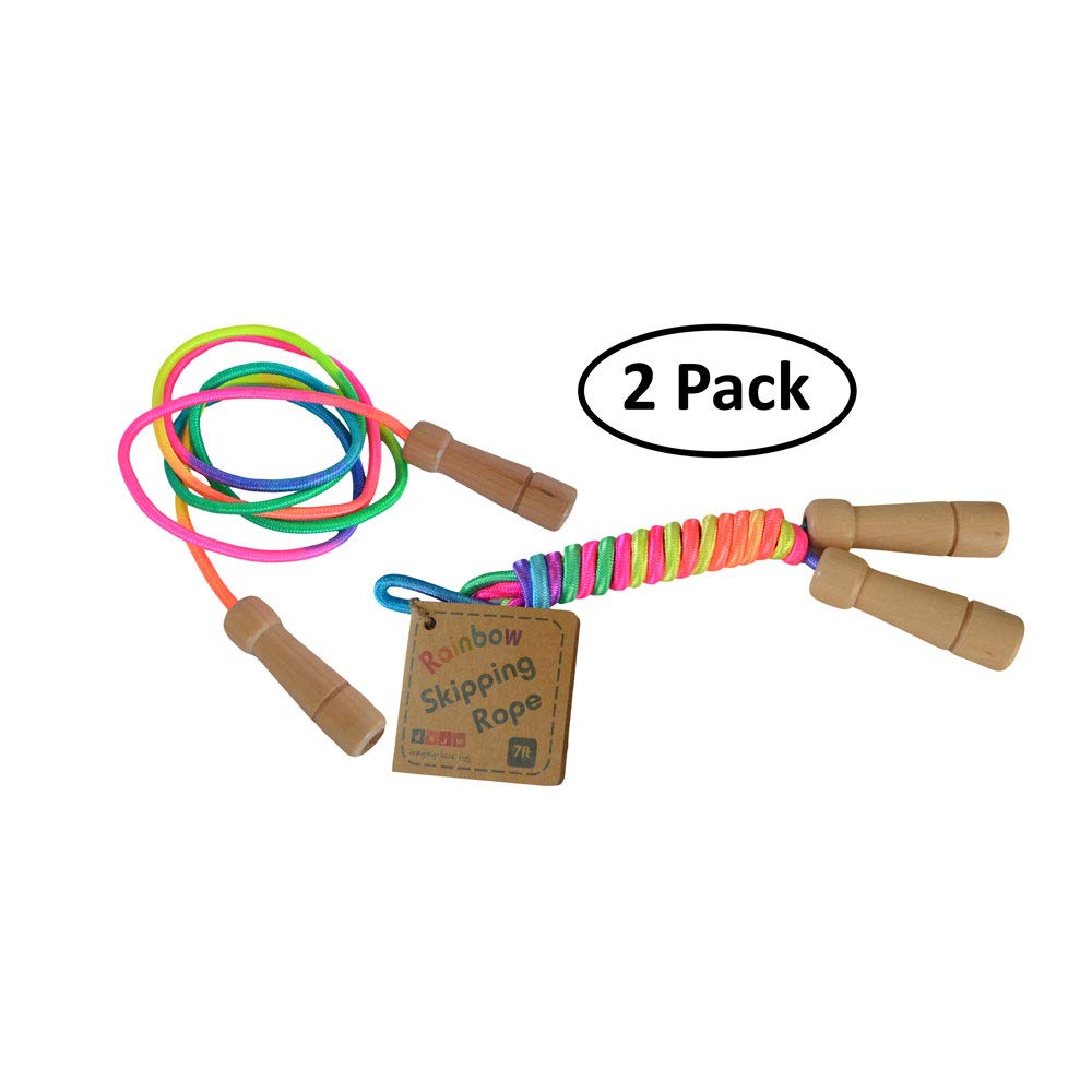 Daju Jump Ropes - Set of 2 - Girls Jumping & Skipping Rope Toy - Rainbow Colored, 7ft Long