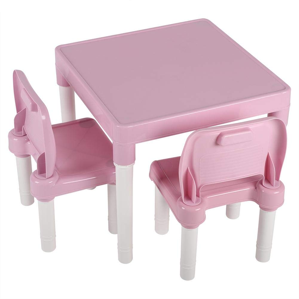 Yosooo Kids Plastic Table Set,Table and 2 Chairs Set Activity Table Chair Set Kids Furniture Set Children's Table and Chair Set Portable Lightweight Activity Learning Table 