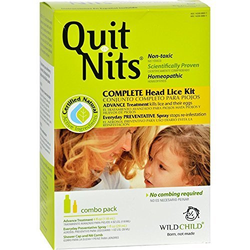 Quit Nits Natural Lice Treatment, Head Lice Shampoo and Preventative Spray Kit for Kids, No Comb Necessary