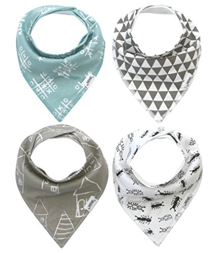 Baby Bandana Drool Bibs with Snaps, Organic Super Absorbent Cotton Drooling