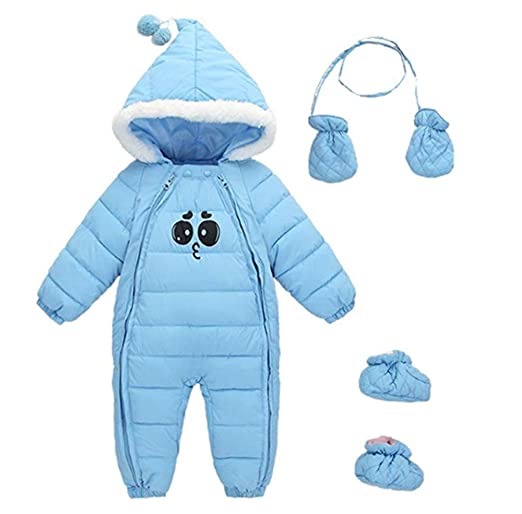 Ohrwurm Baby Winter One Piece Snowsuit with Hood Gloves Zipped Toddler Padded Sleepsuit