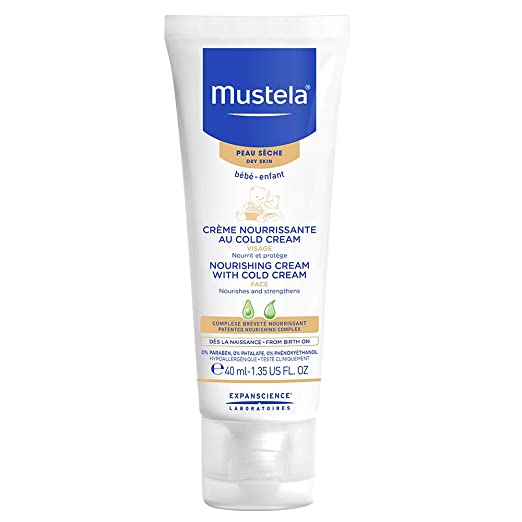 Mustela Nourishing Baby Face Cream with Cold Cream, Ceramides and Natural Avocado Perseose, for Dry Skin, 1.35 Ounce