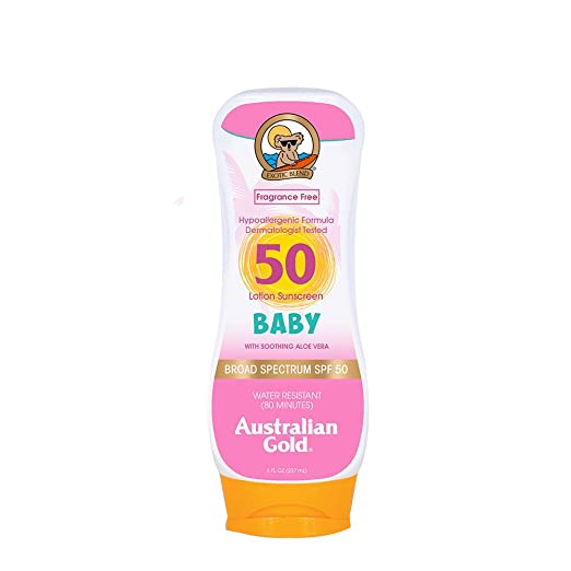Australian Gold Sunscreen Lotion for Baby, Non-Greasy, Broad Spectrum, Water Resistant, SPF 50