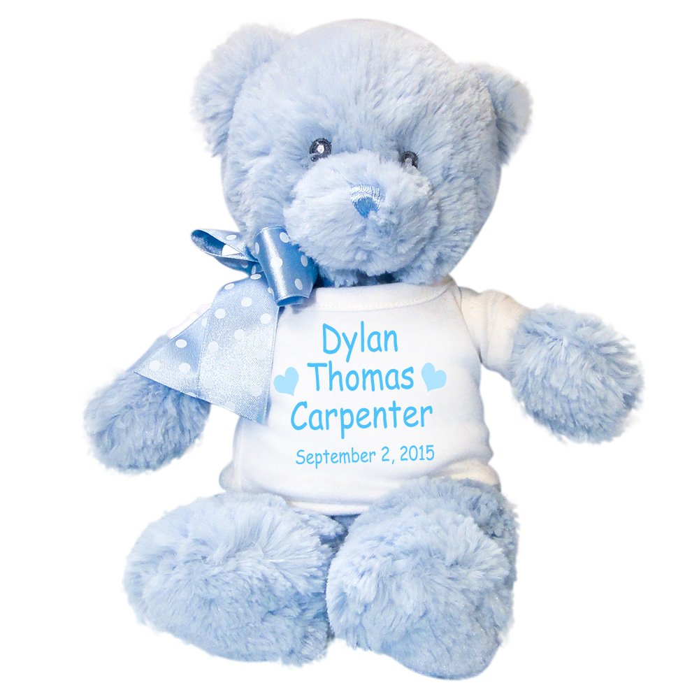Personalized Blue Teddy Bear for Baby Boy 