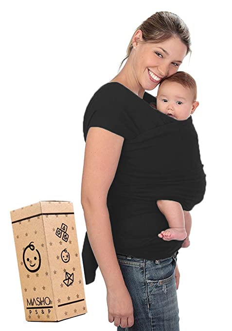 Fular Baby wrap Carrier Sling. Ideal for New Moms or Baby Shower Gift (Black)