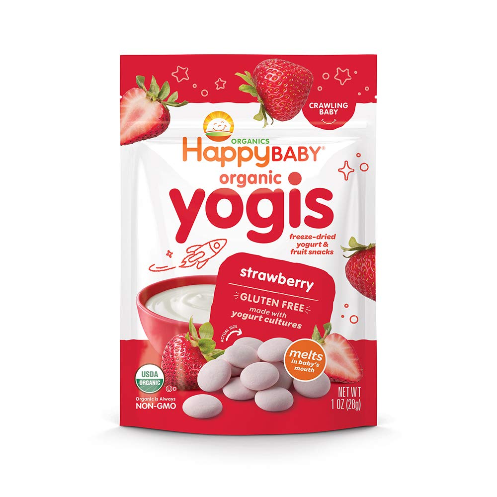 Happy Baby Organic Yogis Freeze-Dried Yogurt & Fruit Snacks Strawberry