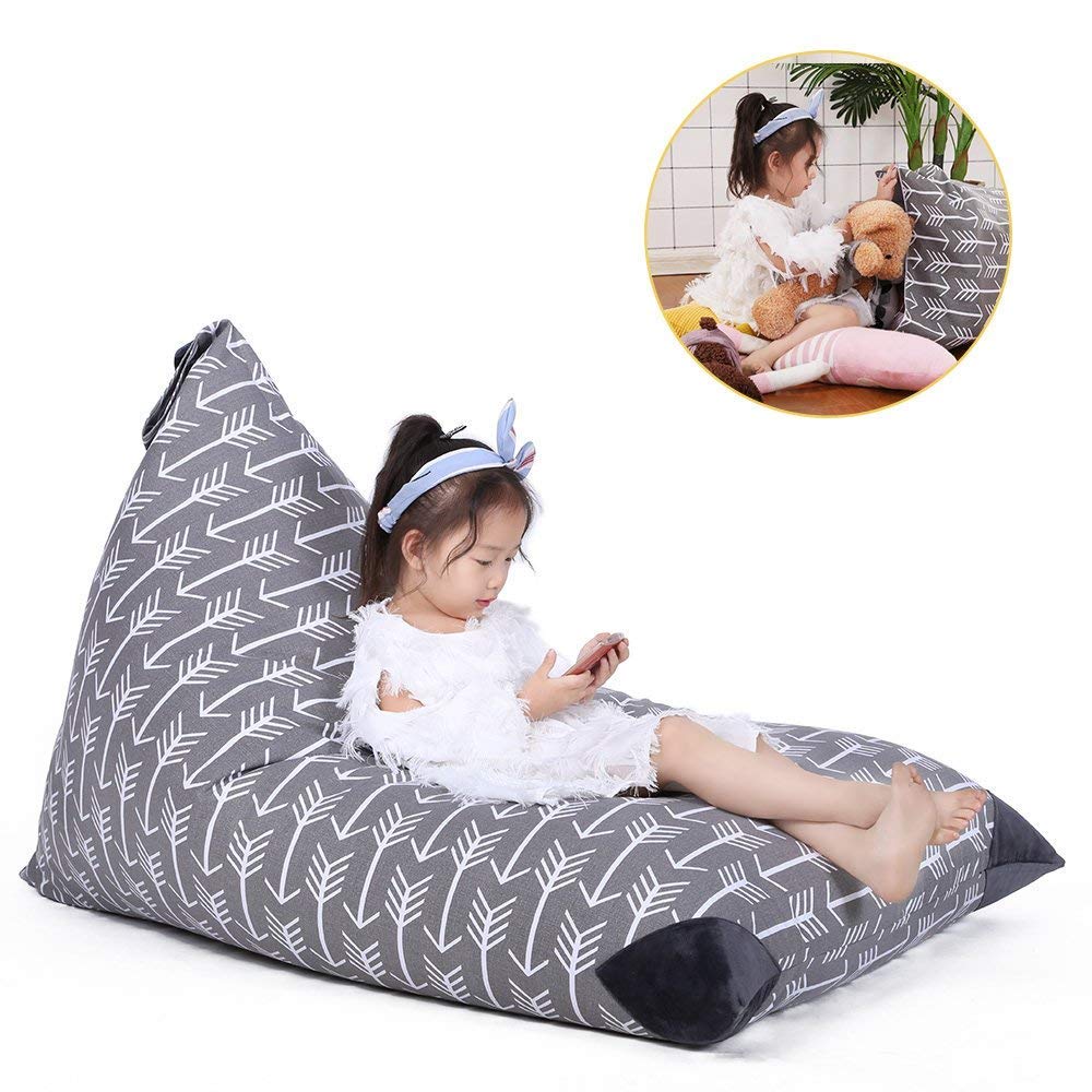 Stuffed Animal Storage Bean Bag Chair for Kids and Adults. Premium Canvas Stuffie Seat
