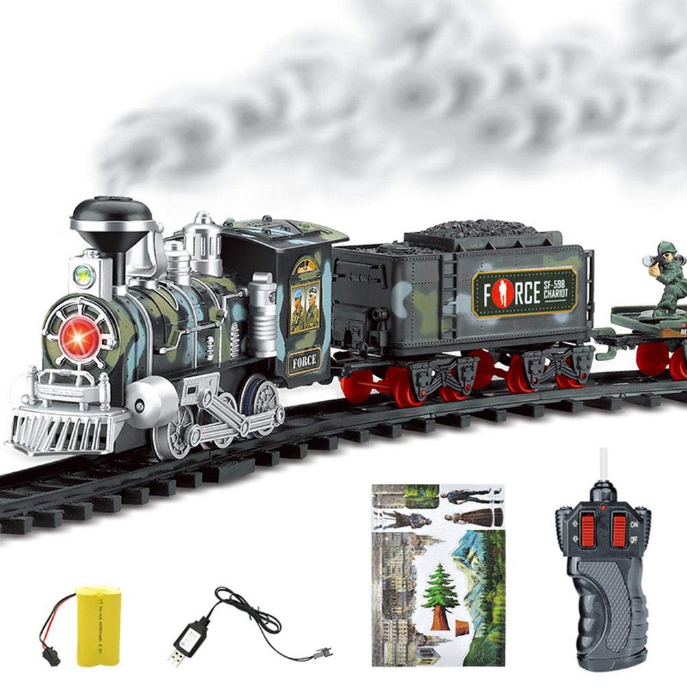 Alley.L Classic Analog Remote Control Train Set New Electric steam RC Group Track Group Simulation Group Toy Realistic Sound Effect, Amazing Gift