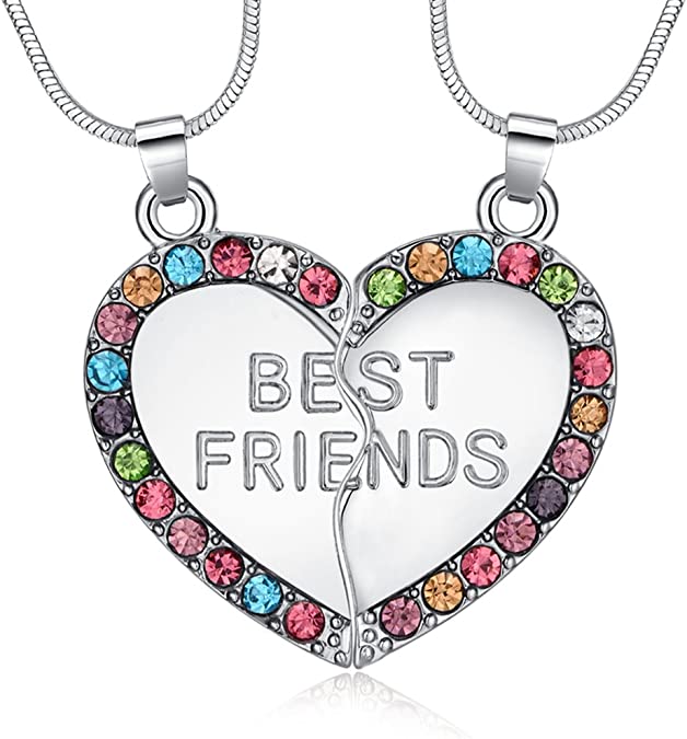 ELOI Best Friend Necklaces Heart 2 Piece Gifts for Teen Girls 18 Inch Necklace Set