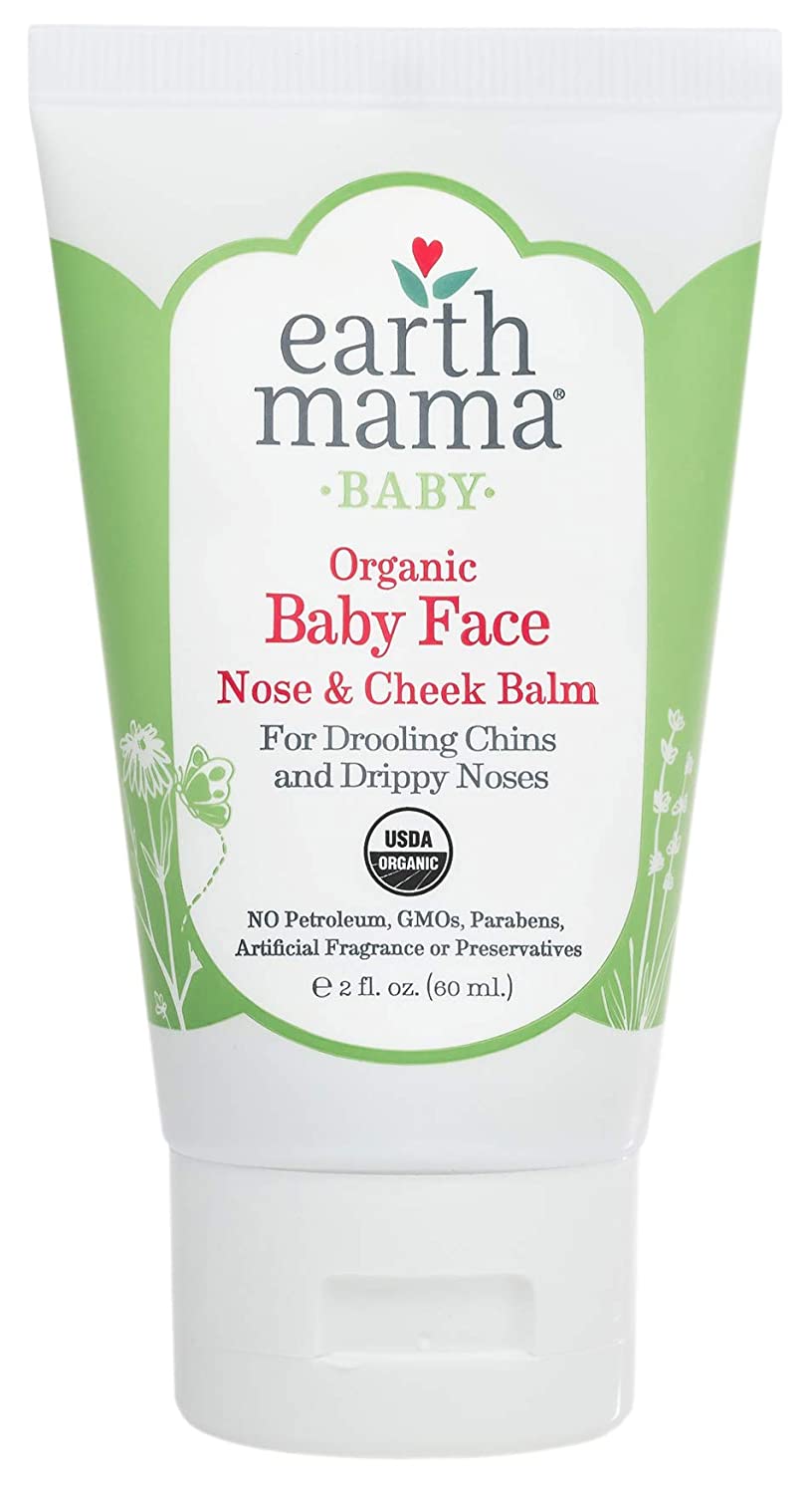 Baby Face Organic Nose & Cheek Balm for Dry Skin by Earth Mama | Safe Petroleum Jelly Alternative, 2-Fluid Ounce