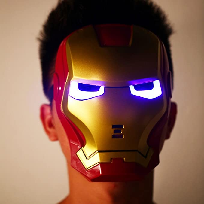 LED Light Eye Iron Man Face Mask Fancy Dress Masquerade Costume Halloween