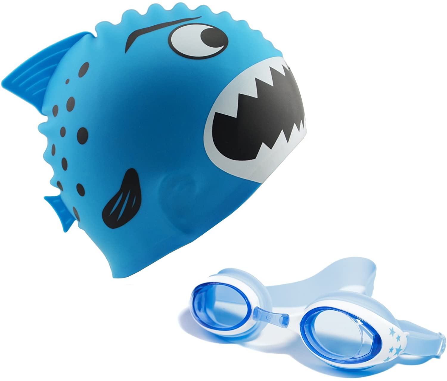 Start Smart Kids Fun Silicone Swim Cap for Boys and Girls - Sharks & Minnows by