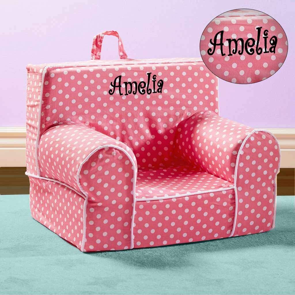 Kids Anytime Chair, Personalized (Pink with Polka Dots)