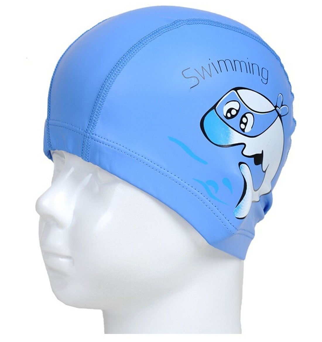 Waterproof Swim Cap for Kids Boys Girls, Cute Cartoon PU/Silicone No-slip Swimming Bathing Cap for Children Long Short Hair