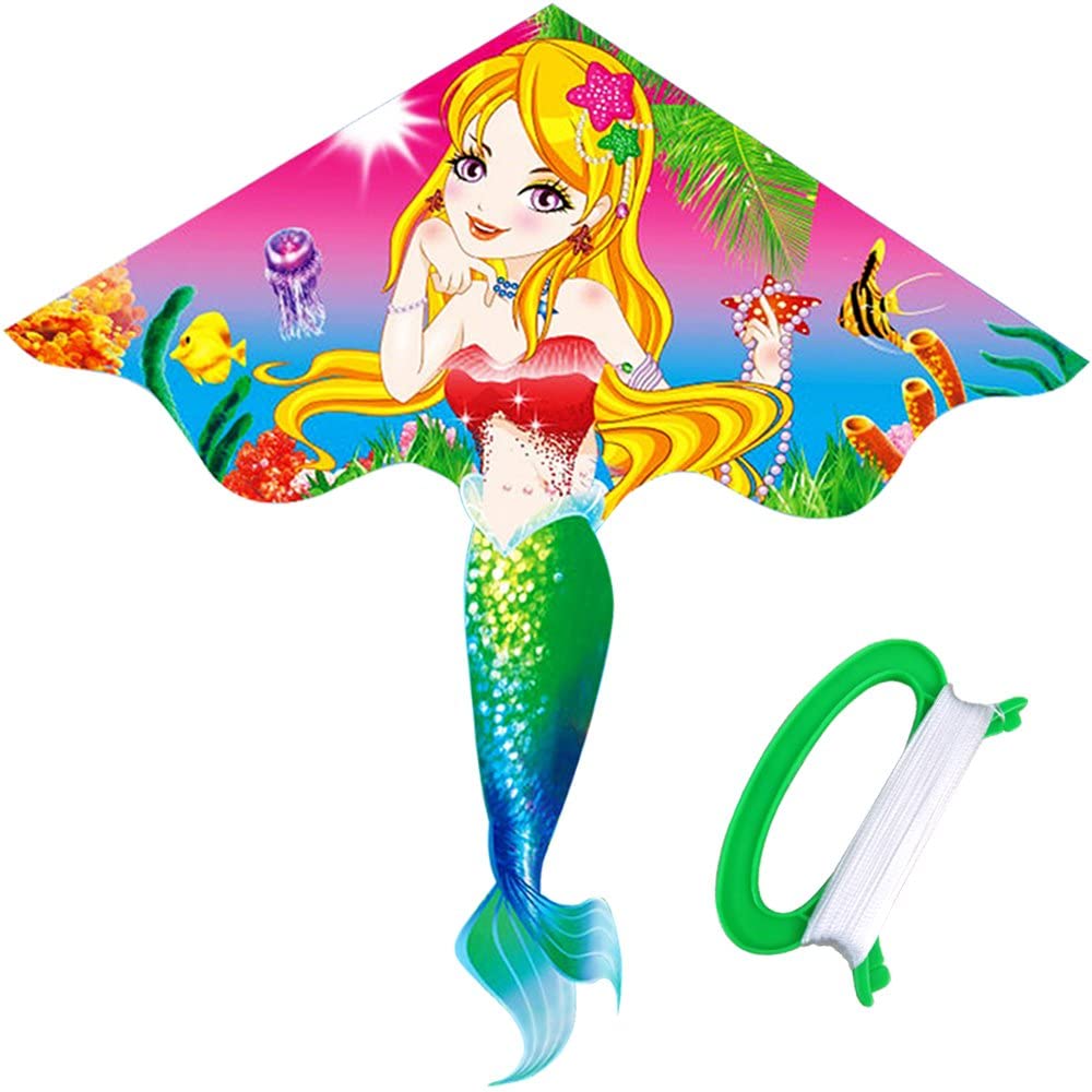 HENGDA KITE- Kites for Kids Children Lovely Cartoon Mermaid Kites with Flying Line