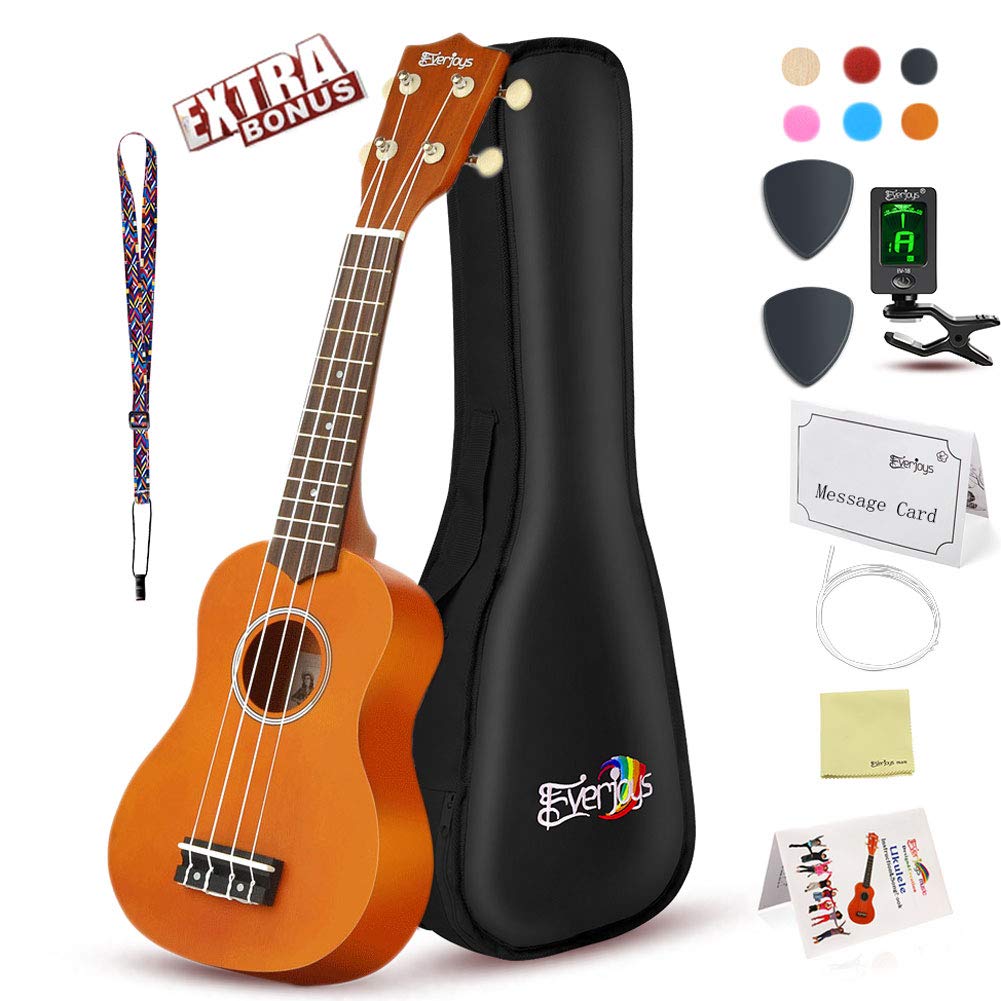 Soprano Ukulele Beginner Pack-21 Inch w/Gig Bag Fast Learn Songbook Digital Tuner All in One Kit