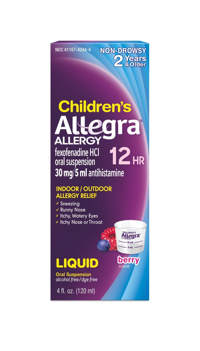 Allegra Children's 12 Hour Allergy Relief Berry, 4 Ounce Bottle, Long-Lasting Fast-Acting Allergy Relief for Children Ages 2 and Up, Liquid Antihistamine