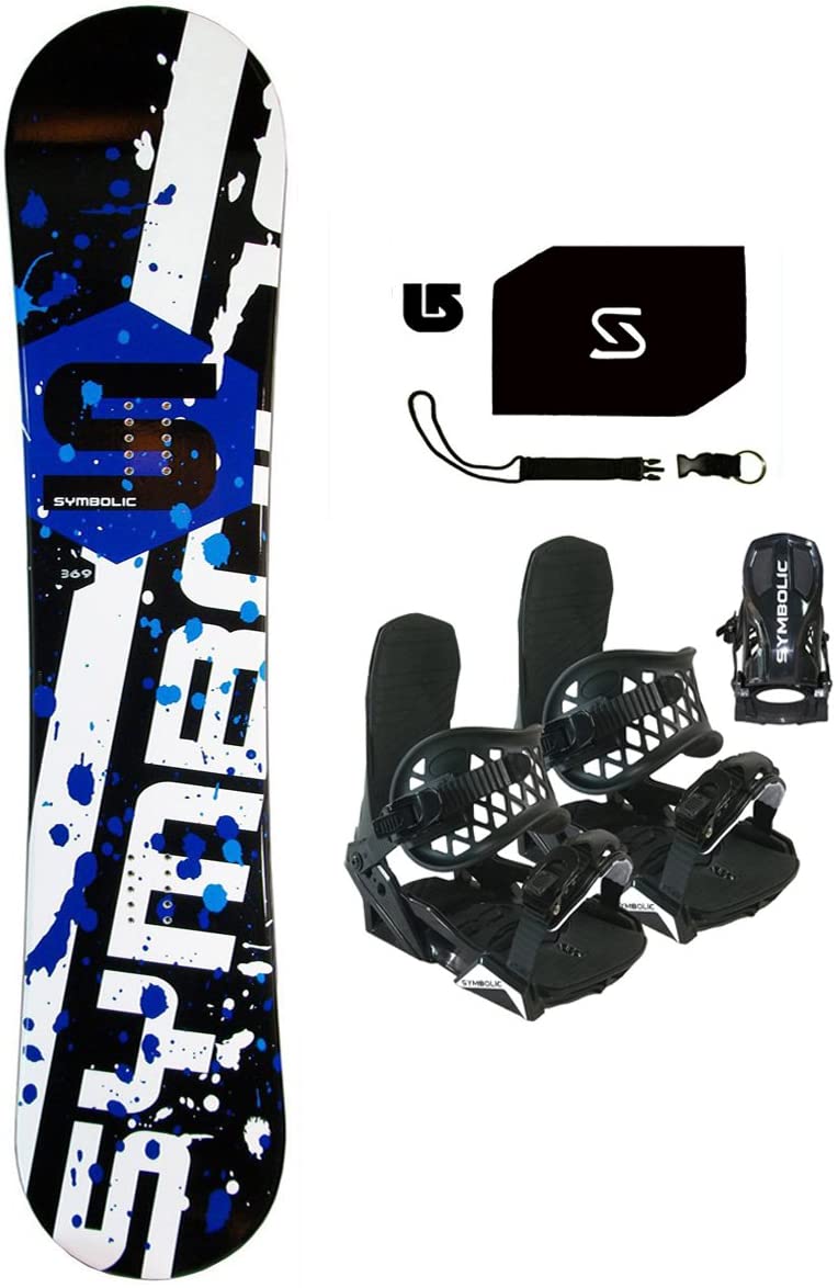 Symbolic 90cm Chopper Kids Snowboard & BLK Bindings & Leash & Stomp & Burton Decal Package