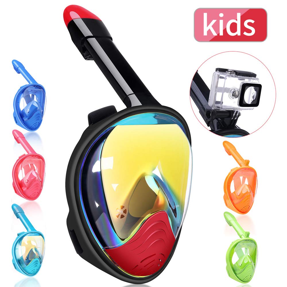 QingSong Full Face Snorkel Mask, Snorkeling Mask with Detachable Camera Mount, 180 Degree Panoramic View Anti