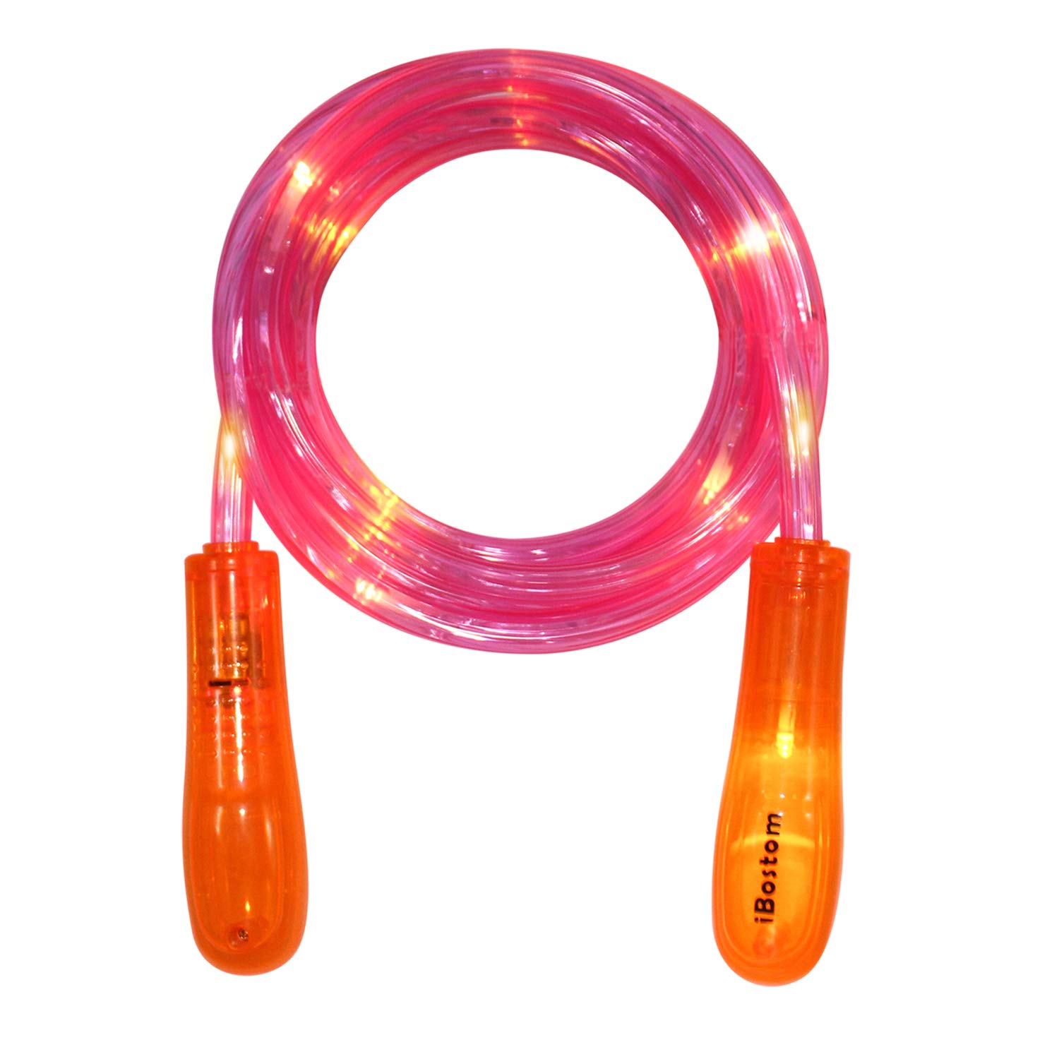 IBOSTOM Jump Rope Kids – Light Up Jump Rope Flashing Color Change Skipping Rope Colorful Light Fun Toy with Gift Box(Orange Handle)