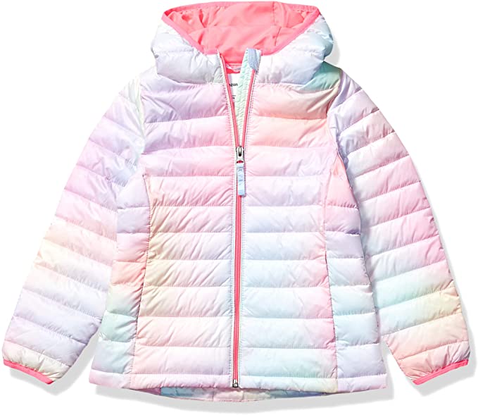 Amazon Essentials Girls' Lightweight Water-Resistant Packable Hooded Puffer Jacket