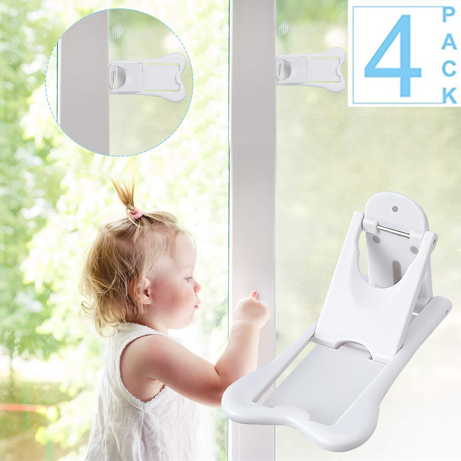 Sliding Door Lock for Baby Safety, Proof Child Pet Doors/Closets/Windows Lock, Childproof Your Home with No Screws or Drills