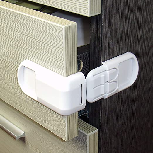 Plastic Baby Safety Protection Locks Children in Cabinets Boxes Lock Drawer Door Security Product Kids Child Baby Proof Locks,White