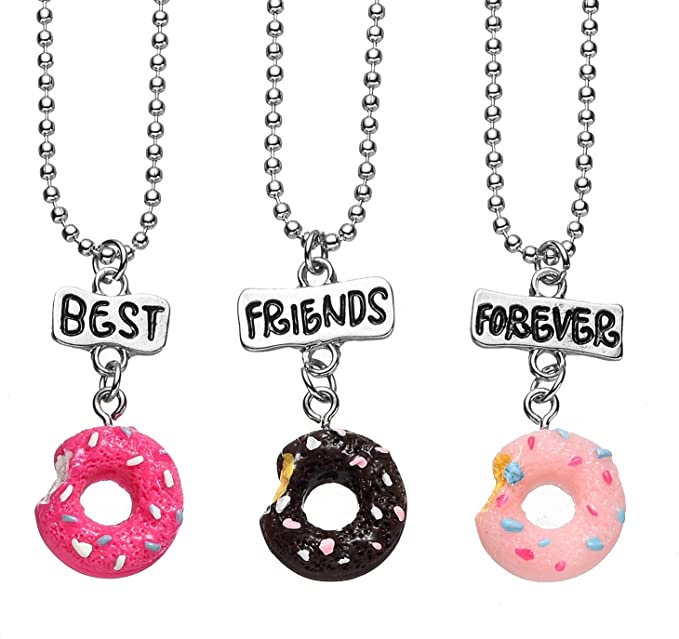 3 Packs Best Friends Forever Kids Children Resin Pendant Necklace