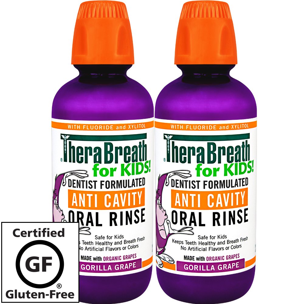 TheraBreath Kids Anti-Cavity Oral Rinse, Organic Gorilla Grape Flavor, 16 Ounce