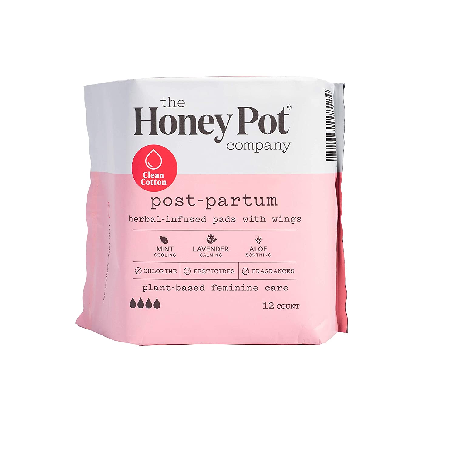 The Honey Pot Postpartum Feminine Pads with Wings, Herbal All Natural, for women after birth