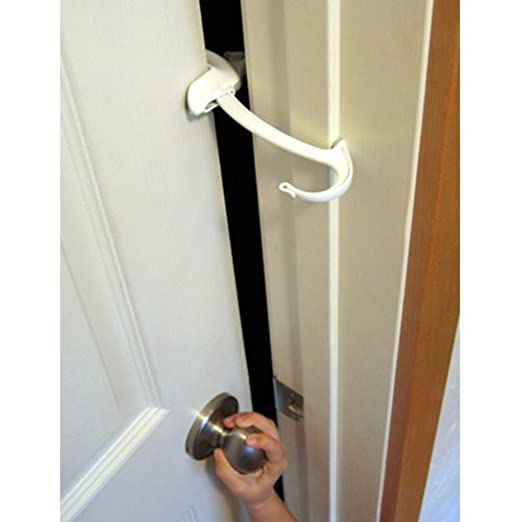DOOR MONKEY Door Lock & Pinch Guard - Safety Door Lock For Kids - Baby Proof Door Lock For Bedrooms, Bathrooms & Kitchens - Easy, Convenient & Simple To Install - Very Portable - Great For Dogs & Cats
