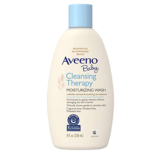 Aveeno Baby Cleansing Eczema Therapy Moisturizing Wash Scent Free, 8 Fluid Ounce