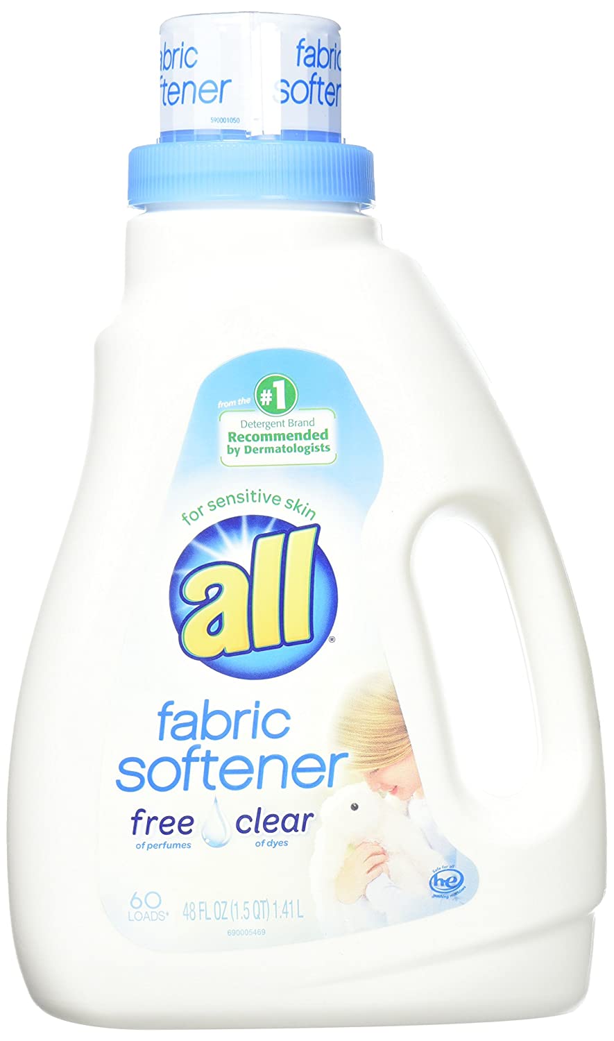 all Liquid Fabric Softener for Sensitive Skin, Free Clear, 48 Fluid Ounces, 60 Loads