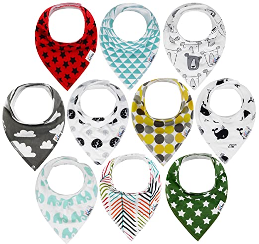 10-Pack Baby Bandana Drool Bibs for Drooling and Teething by Ana Baby