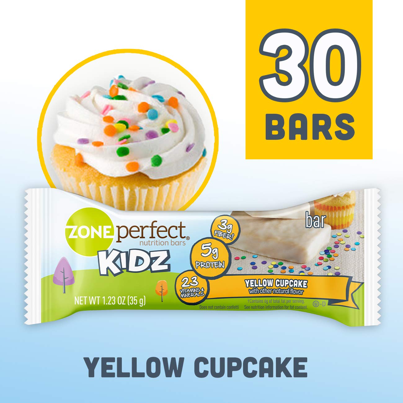 ZonePerfect Kidz Nutrition Bars, No Artificial Flavors or Colors, Yellow Cupcake