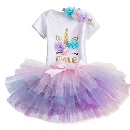 TTYAOVO Newborn Girls It's My 1st/2nd Birthday 4 Pcs Outfits with Romper&Skirt&Headband&Leggings