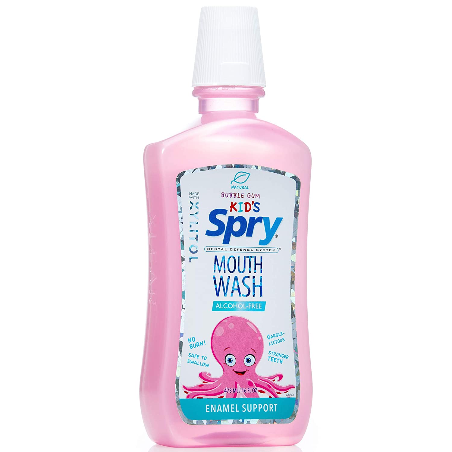 Spry Kids Mouthwash, Xylitol Mouthwash Alcohol Free with Enamel Support, Natural Bubble Gum